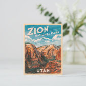 Vintage Travel Zion National Park Utah Retro Briefkaart (Staand voorkant)