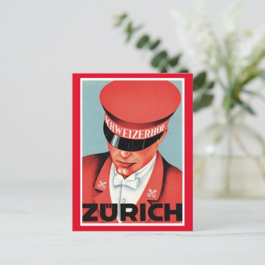 Vintage Travel Zürich Zwitserland Briefkaart (Staand voorkant)