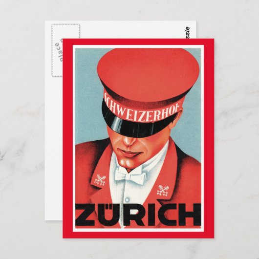 Vintage Travel Zürich Zwitserland Briefkaart (Voorkant / Achterkant)