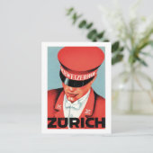 Vintage Travel Zurich Zwitserland Label Art Briefkaart (Staand voorkant)