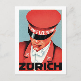 Vintage Travel Zurich Zwitserland Label Art Briefkaart