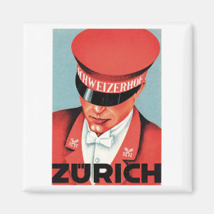 Vintage Travel Zurich Zwitserland Label Art Magneet