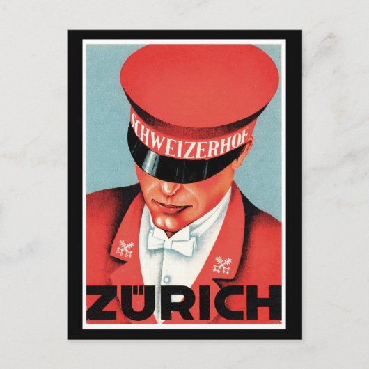 Vintage Travel Zurich Zwitserland Label Art Postca Briefkaart (Voorkant)