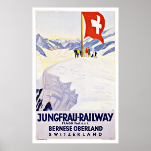 Vintage Travel Zwitserland door Jungfrau Railway Poster