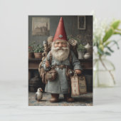 Vintage Traveler Christmas Gnome Feestdagenkaart (Staand voorkant)