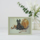 Vintage Traveling Scottie Dog Briefkaart (Staand voorkant)