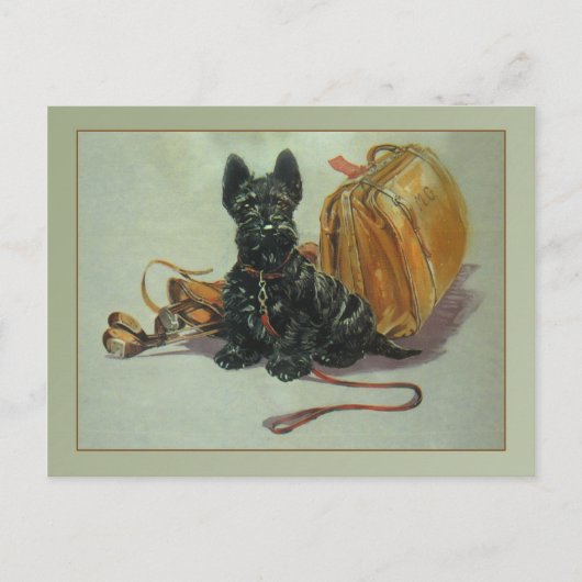 Vintage Traveling Scottie Dog Briefkaart (Voorkant)