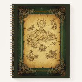 Vintage Treasure Map & Mythical Sea Creature Notitieboek