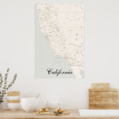 Vintage Treasure Map Poster Californië (Keuken)
