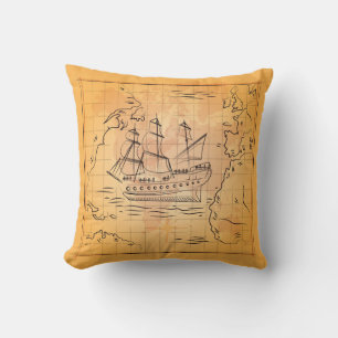 Vintage Treasure Map Sierkussen zeer kool
