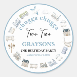 Vintage Trein 2e Verjaardag – Choo Choo Feestje Ronde Sticker
