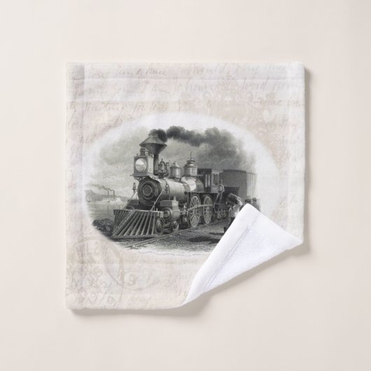 Vintage trein badkamer handdoek sets (Wasdoekje)