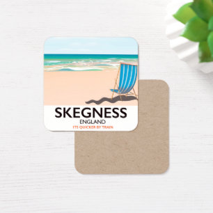 vintage treinreisposter met een grotere capaciteit vierkante visitekaartjes