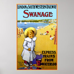 Vintage treinstoestel poster