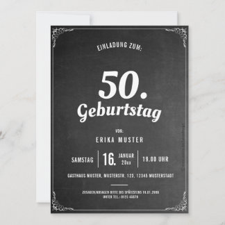 Vintage & trendige Einladung 50. Geburtstag Aankondiging