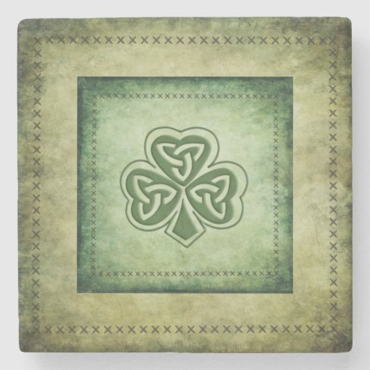 Vintage trendy grundge Irish shamrock Stenen Onderzetter (Voorkant)