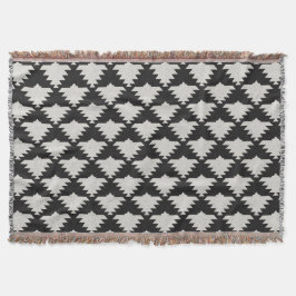 Vintage Tribale Geometrische Vogel | Zwart & Ivoor Deken