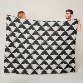 Vintage Tribale Geometrische Vogel | Zwart & Ivoor Fleece Deken