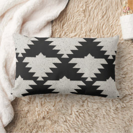 Vintage Tribale Geometrische Vogel | Zwart & Ivoor Kussen