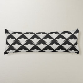 Vintage Tribale Geometrische Vogel | Zwart & Ivoor Lichaamskussen