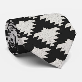 Vintage Tribale Geometrische Vogel | Zwart & Ivoor Stropdas