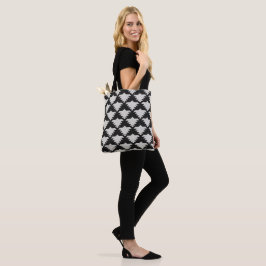 Vintage Tribale Geometrische Vogel | Zwart & Ivoor Tote Bag