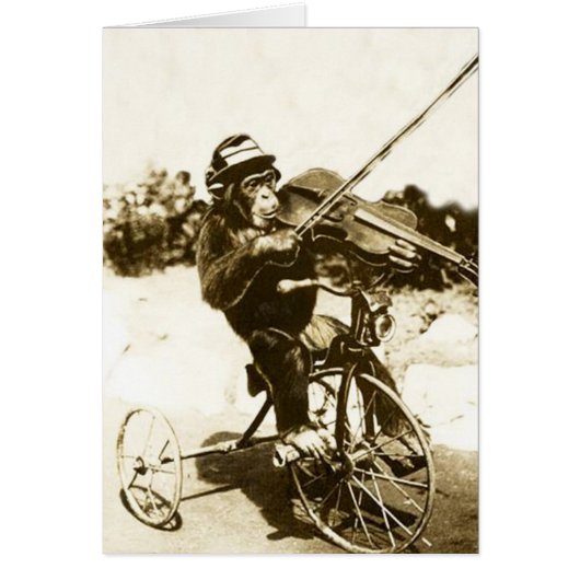 Vintage - Tricycle-Ridng Chimp Violinist, (Voorkant)
