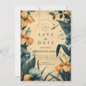 Vintage Tropical Botanical Wedding Save The Date (Voorkant)