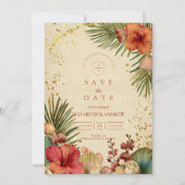 Vintage Tropical Floral Wedding Save The Date (Voorkant)