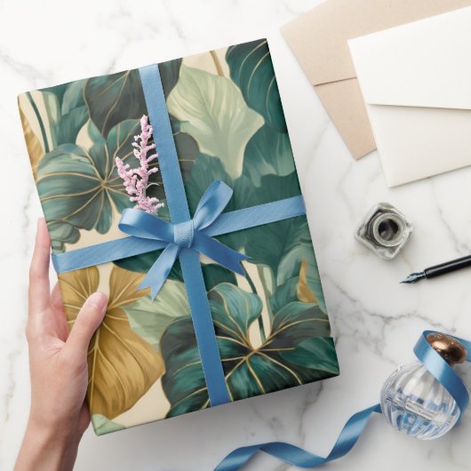 vintage tropical leaf pattern aesthetic cadeaupapier (Geschenken)