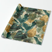 vintage tropical leaf pattern aesthetic cadeaupapier (Uitgerold)
