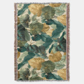 vintage tropical leaf pattern aesthetic deken (Voorkant Verticaal)