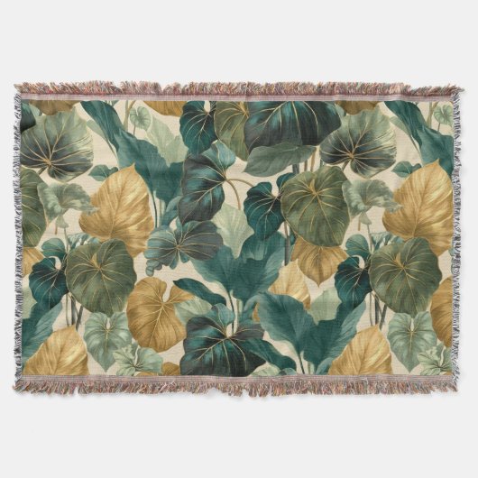 vintage tropical leaf pattern aesthetic deken (Voorkant)