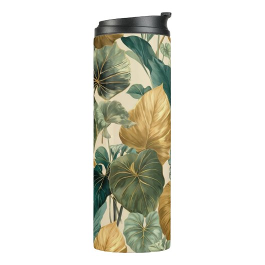 vintage tropical leaf pattern aesthetic thermosbeker (Gedraaid links)