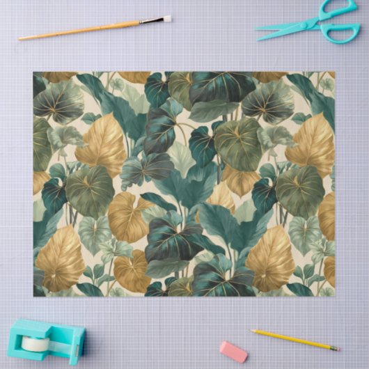 vintage tropical leaf pattern aesthetic tissuepapier (Craft)