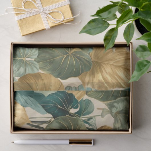 vintage tropical leaf pattern aesthetic tissuepapier (Geschenk)