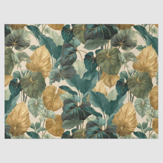 vintage tropical leaf pattern aesthetic tissuepapier (Voorkant)