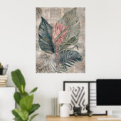 Vintage Tropical Leaves and Protea Poster (Thuiskantoor)