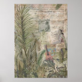 Vintage Tropical Leaves with Ukulele Poster (Voorkant)