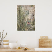 Vintage Tropical Leaves with Ukulele Poster (Keuken)