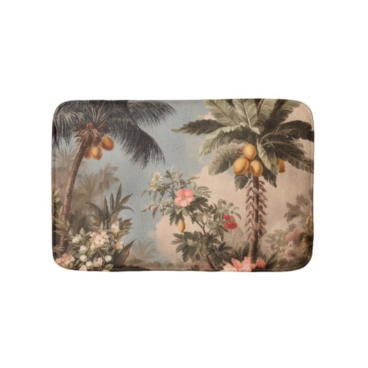 Vintage Tropical Paradise with Palm Trees Badmat (Voorkant)