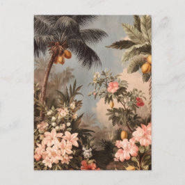 Vintage Tropical Paradise with Palm Trees Briefkaart