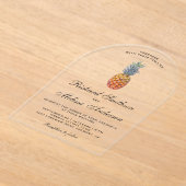 Vintage Tropical Pineapple Wedding Acryl Uitnodigingen (Laagn)