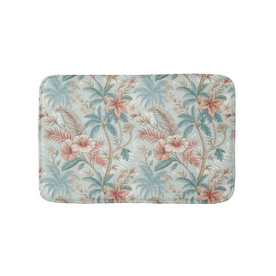 Vintage Tropisch Bloemmotief met Kust Elegantie Badmat