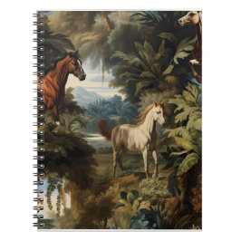Vintage Tropisch Paard Motief Elegante Paardenspor Notitieboek