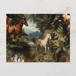 Vintage Tropisch Paard Patroon Elegante Paardenspo Briefkaart