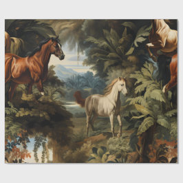 Vintage Tropisch Paard Patroon Elegante Paardenspo Cadeaupapier
