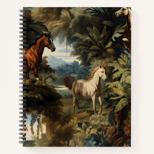 Vintage Tropisch Paard Patroon Elegante Paardenspo Notitieboek