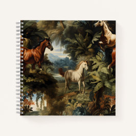 Vintage Tropisch Paard Patroon Elegante Paardenspo Notitieboek