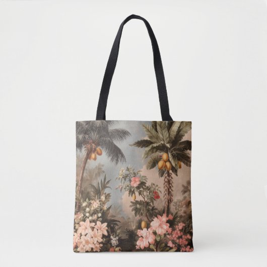 Vintage Tropisch Paradijs met Palmbomen Tote Bag (Voorkant)